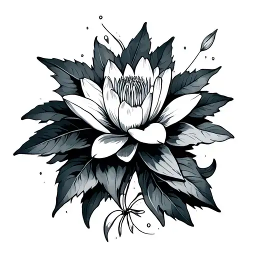 Larkspur And Water Lily tattoo design idea