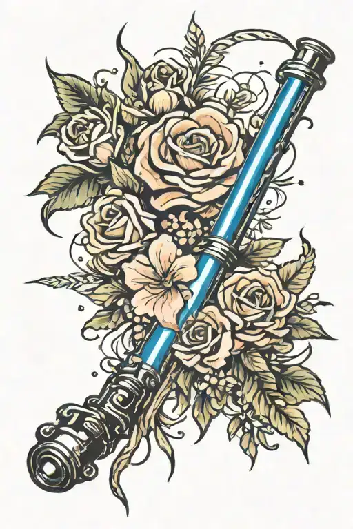 Light saber with flowers  tattoo design idea