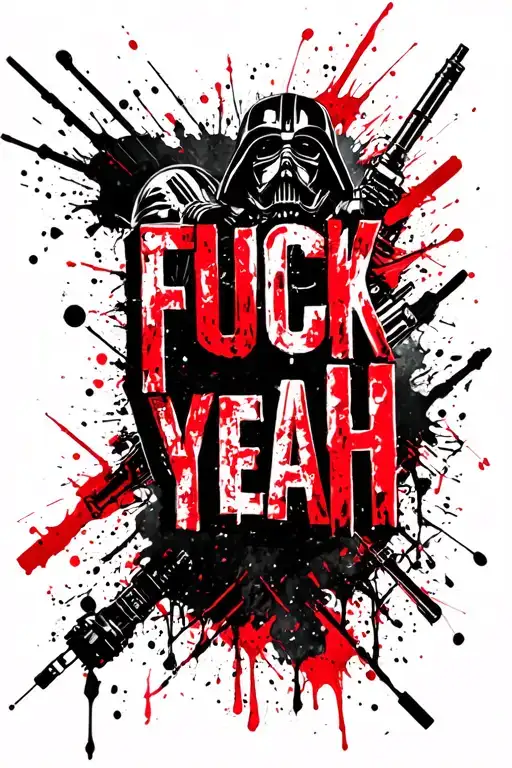 the word fuck yeah and star wars scene featuring tattoo design idea