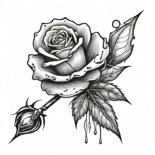rose being poked by dripping finger tattoo tattoo design idea