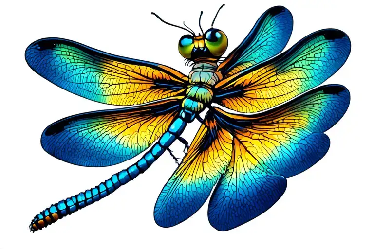 dragonfly with bright colors like blue tattoo design idea