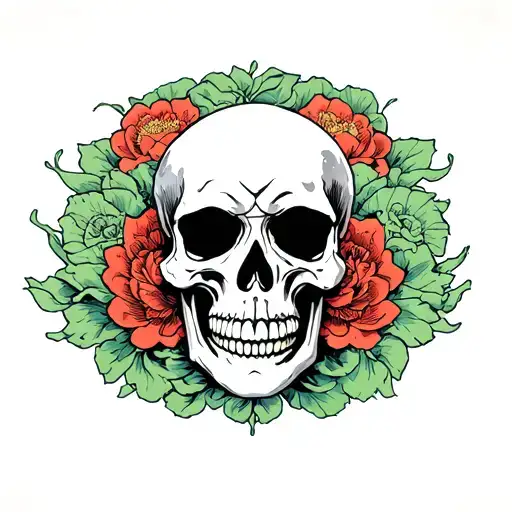 skull green and good heavens tattoo design idea