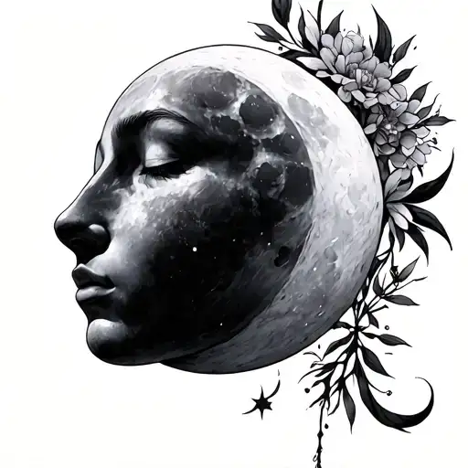 3. The Listening MoonA moon with a face like the one you shared—eyes closed and peaceful—but with a gentle ear surround tattoo design idea