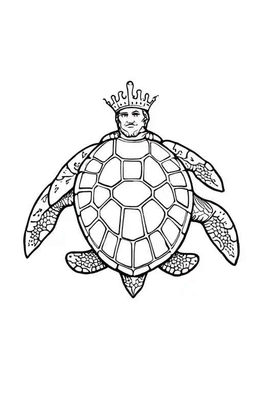 Shellback turtle with king neptune god tattoo design idea