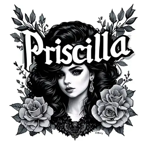 name Priscilla tattoo design idea