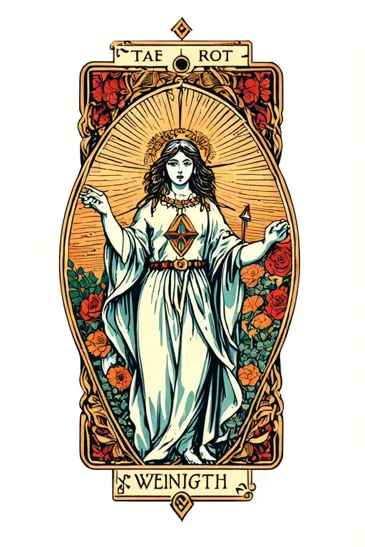 wisdom and strength tarot card tattoo design idea