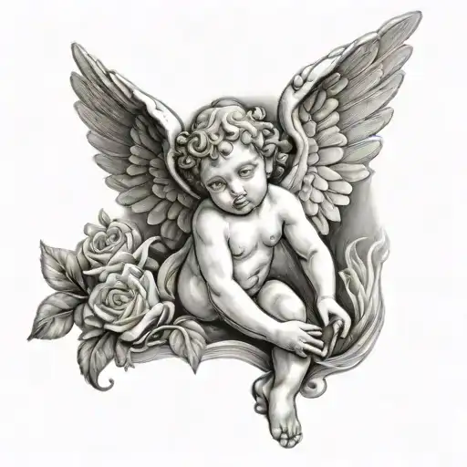 cherub angel tattoo design idea