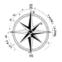 compass rose longitude latitude for washington state tattoo design idea