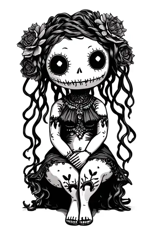Voodoo doll sitting tattoo design idea