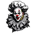 full sleeve evil clown in chef tattoo design idea