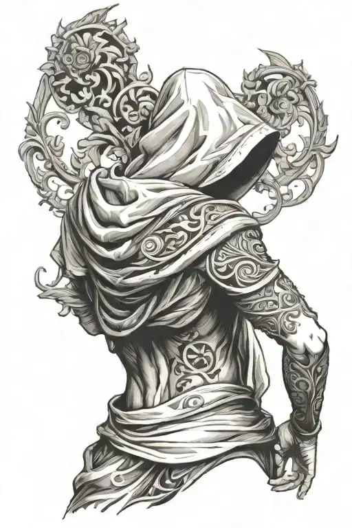 Back Tattoo, Figure with Hood, tattoo design idea