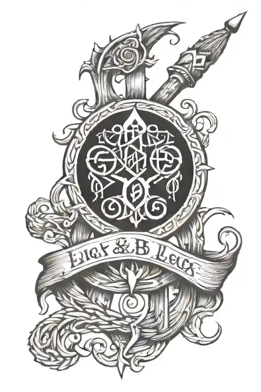 luck 888 slavic runes tattoo design idea