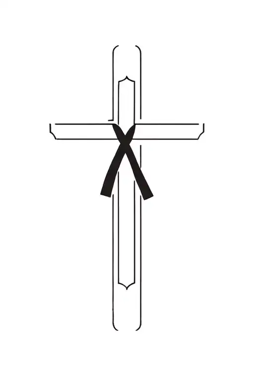 cross with karate black belt tattoo design idea