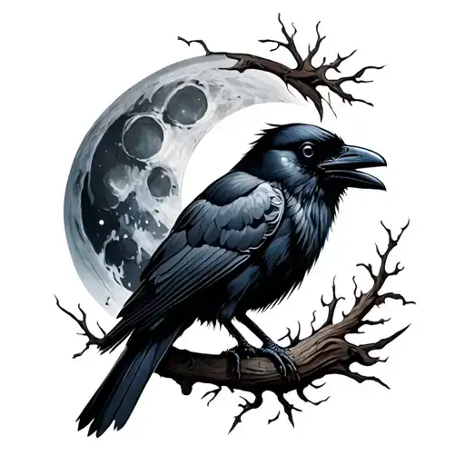 Raven Moon tattoo design idea