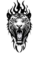 fire tiger head tattoo design idea