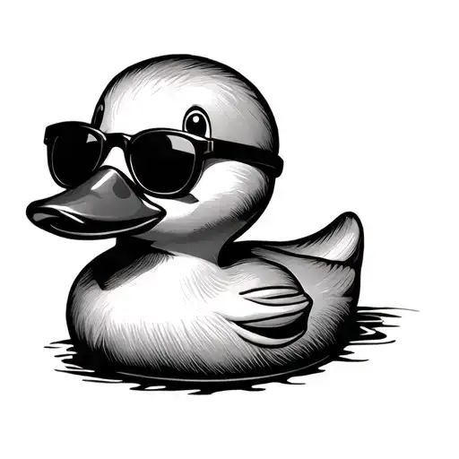 rubber duck with sunglasses tattoo design idea