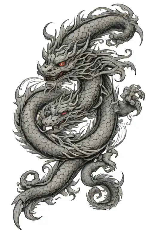 Japanese dragon water laziness tattoo design idea