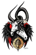 arcangel Uriel with capricorn zodiac sign tattoo design idea