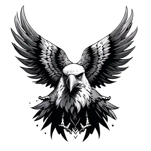 Front Facing Eagle tattoo design idea