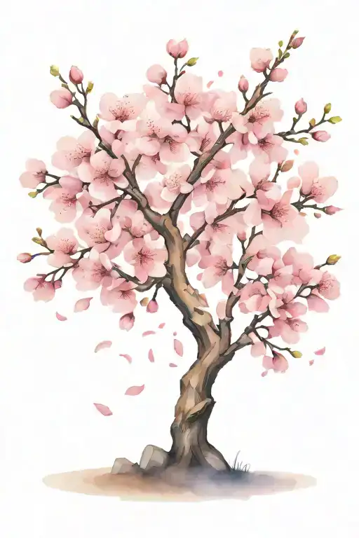 cherry blossom branch with falling pedals. no tree trunk tattoo design idea