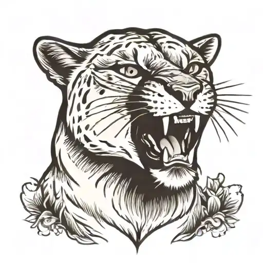 Mountain Lion roaring tattoo design idea
