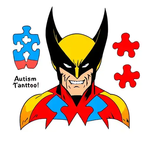 xmen wolverine and autism awareness tattoo design idea