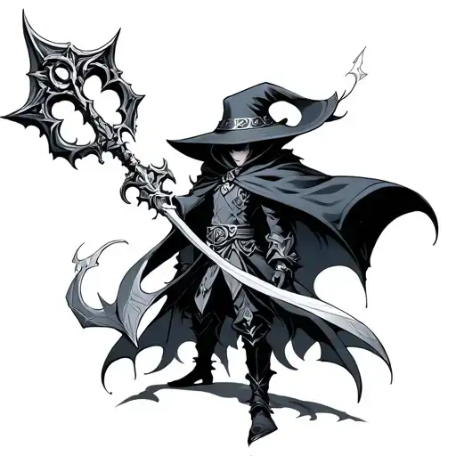 blackmage final fantasy with a keyblade kingdom hearts tattoo design idea