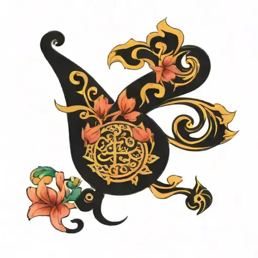 the name Nevaeh but written in artistic Persian  tattoo design idea