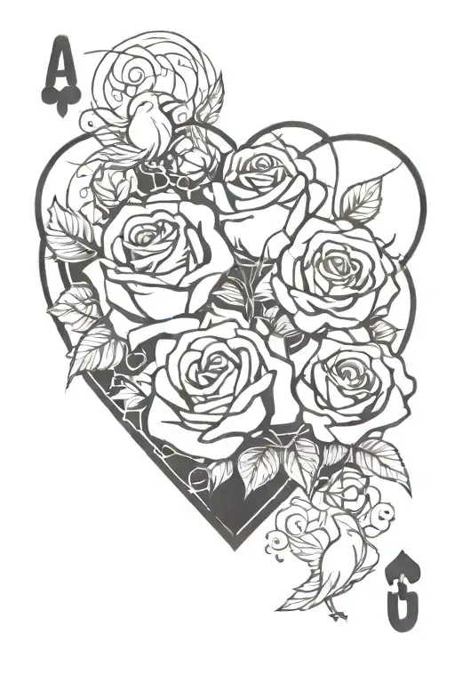 roses, hearts playing card, angels, chicks, tattoo design idea