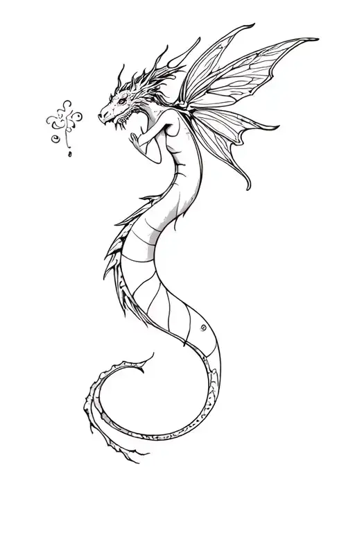fairy and dragon tattoo design idea