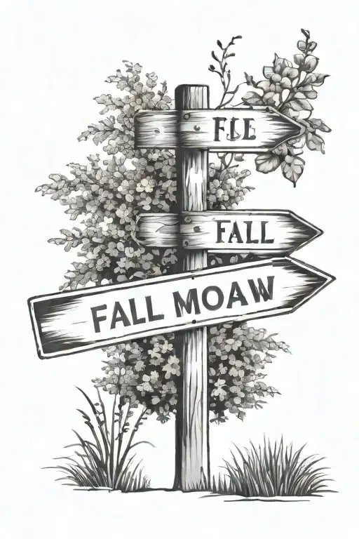Street Sign with one "Fall Meadow" and other "Pleasant Stream" tattoo design idea