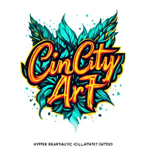 "CinCity Art" text banner tattoo design idea