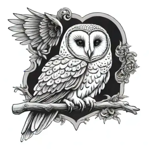 Goth barn owl tattoo design idea