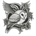 Goth barn owl tattoo design idea