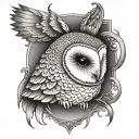Goth barn owl tattoo design idea