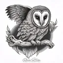 Goth barn owl tattoo design idea