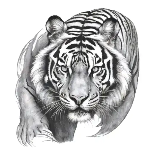 prowling tiger full body tattoo design idea