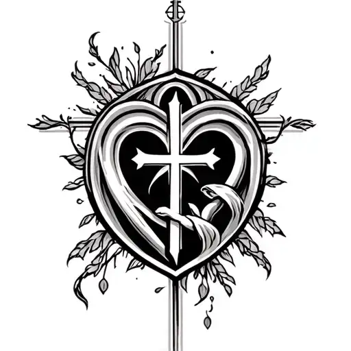 a unique men's tattoo that represents faith and love for God and family, strength, patience, courage tattoo design idea