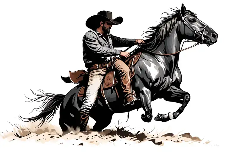 western cowboy riding a horse tattoo design idea