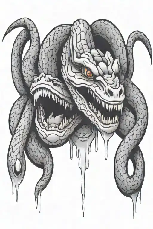 large snake dripping poison from its mouth tattoo design idea