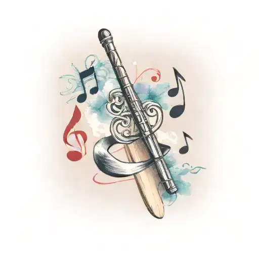 cricket bat and musical note intertwined tattoo design idea