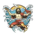 background for Peter being pulled out of water by Jesus  tattoo design idea