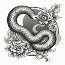 Japanese style with moon and snake tattoo design idea