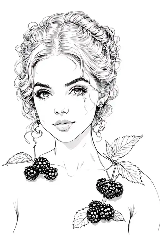 black berries pin up girl tattoo design idea