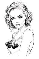 black berries pin up girl tattoo design idea