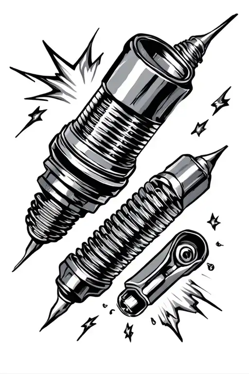 piston rods spark plugs tattoo design idea
