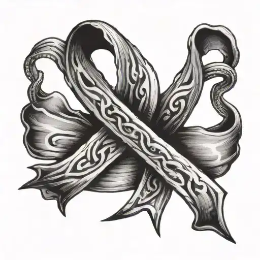 damaged prostate cancer ribbon tattoo design idea