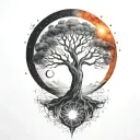 tree of life and sun and moon  tattoo design idea