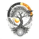 tree of life and sun and moon  tattoo design idea