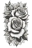 A tattoo design of a black and red rose growing out of a pile of waste tattoo design idea